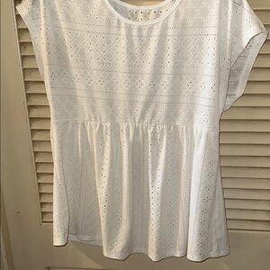 Elegant White Eyelet Women's Top